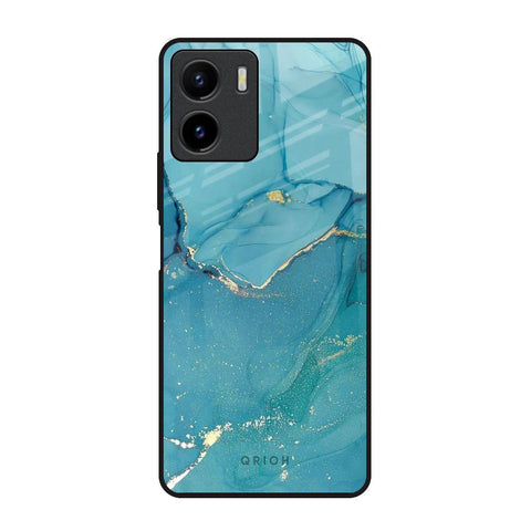 Blue Golden Glitter Glossy Case for Vivo Y15s