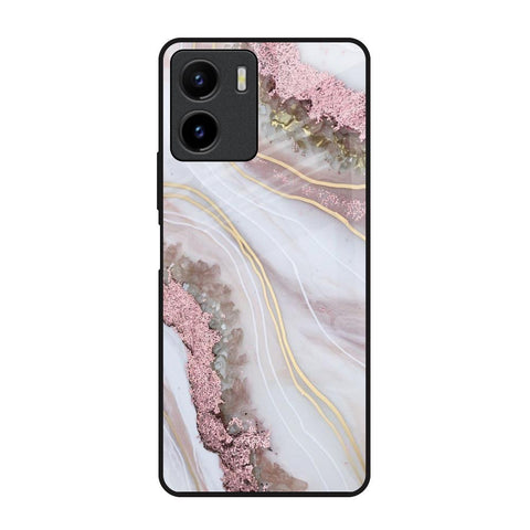 Pink & Gold Gllitter Marble Glossy Case for Vivo Y15s