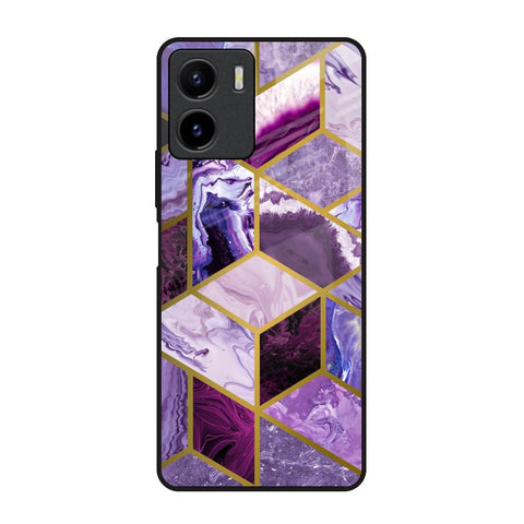 Purple Rhombus Marble Glossy Case for Vivo Y15s