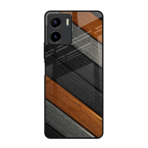 Tri Color Wood Glossy Case for Vivo Y15s