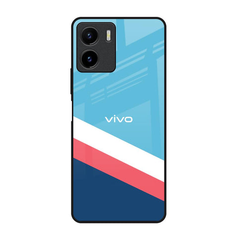 Pink & White Stripes Glossy Case For Vivo Y15s