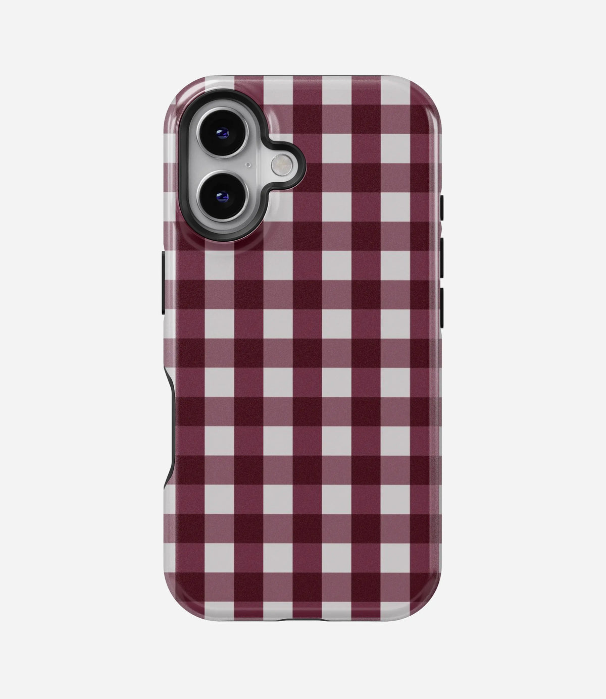 Cherry Wine Gingham Premium Tough Shining Phone Case (Double Layer) Available For All iPhone Models
