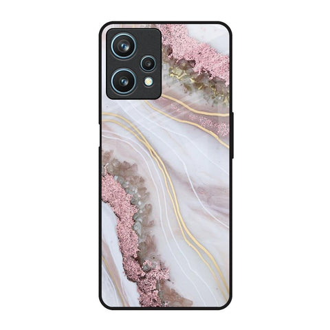 Pink & Gold Gllitter Marble Glossy Case for Realme 9 Pro 5G