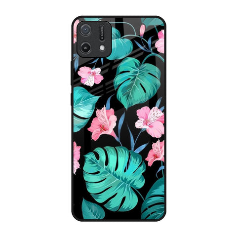 Tropical Leaves & Pink Flowers Glossy Case for Oppo A16K