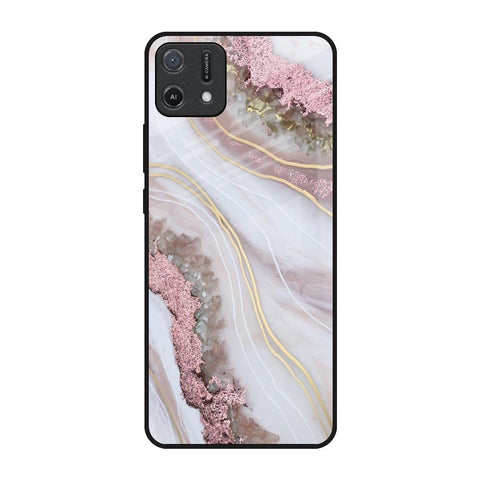Pink & Gold Gllitter Marble Glossy Case for Oppo A16K
