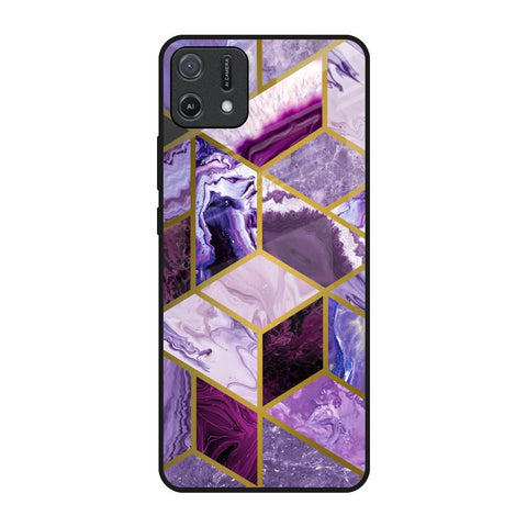 Purple Rhombus Marble Glossy Case for Oppo A16K