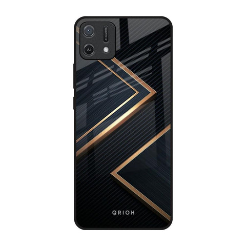 Sleek Golden & Navy Glossy Case for Oppo A16K