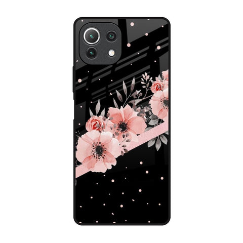 Floral Black Band Glossy Case For Mi 11 Lite NE 5G