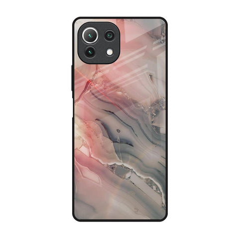 Pink And Grey Marble Glossy Case For Mi 11 Lite NE 5G