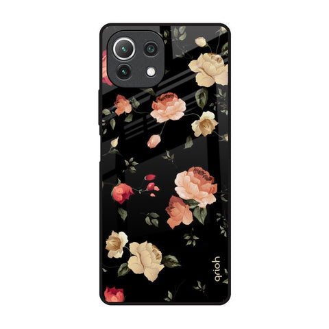 Black Spring Floral Glossy Case for Mi 11 Lite NE 5G