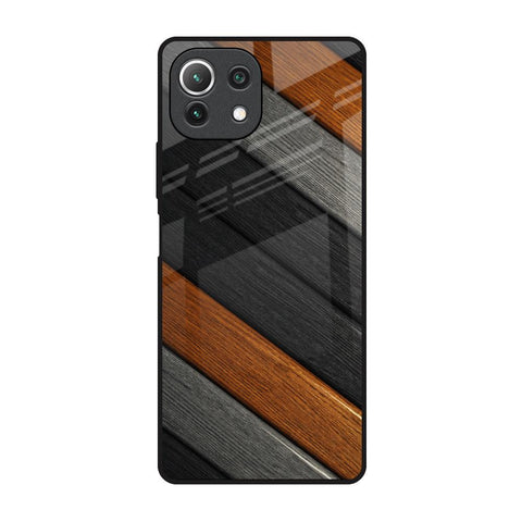 Tri Color Wood Glossy Case for Mi 11 Lite NE 5G