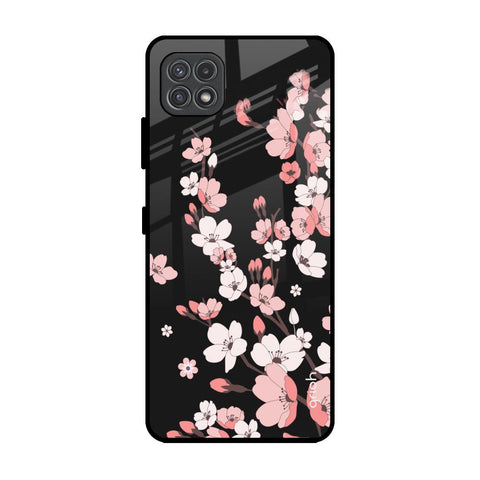 Black Cherry Blossom Glossy Case for Samsung Galaxy F42 5G