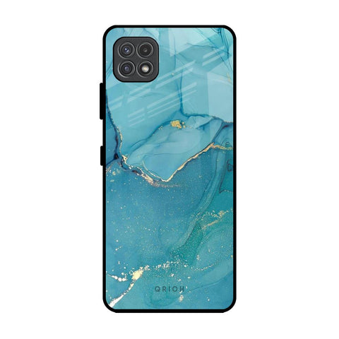 Blue Golden Glitter Glossy Case for Samsung Galaxy F42 5G