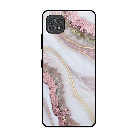 Pink & Gold Gllitter Marble Glossy Case for Samsung Galaxy F42 5G