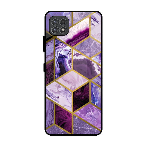 Purple Rhombus Marble Glossy Case for Samsung Galaxy F42 5G