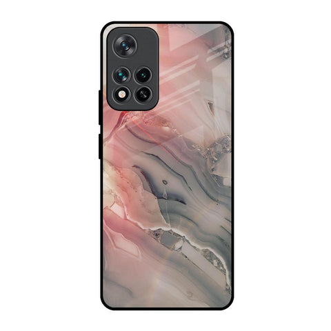 Pink And Grey Marble Glossy Case For Mi 11i HyperCharge