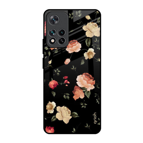 Black Spring Floral Glossy Case for Mi 11i HyperCharge