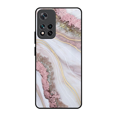 Pink & Gold Gllitter Marble Glossy Case for Mi 11i HyperCharge