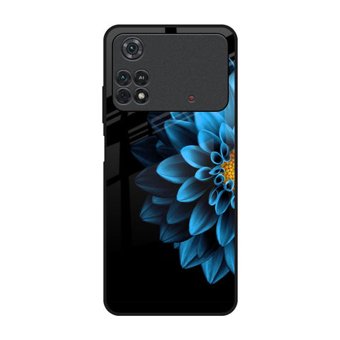 Half Blue Flower Glossy Case for Poco M4 Pro