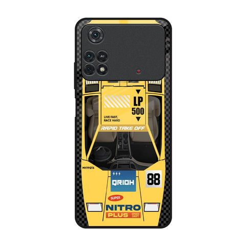 Yellow Racing Car Glossy Case for Poco M4 Pro