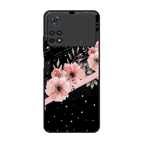 Floral Black Band Glossy Case For Poco M4 Pro