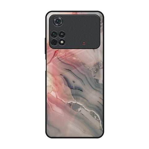 Pink And Grey Marble Glossy Case For Poco M4 Pro