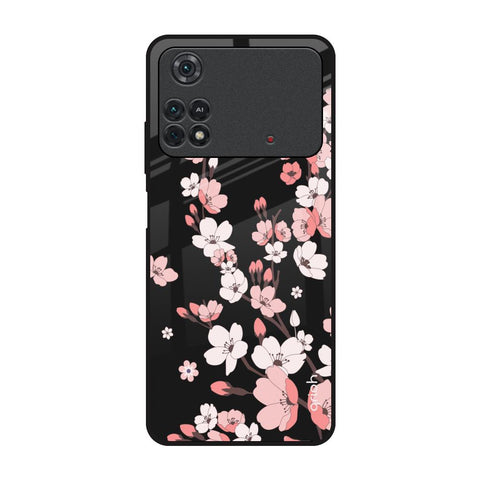 Black Cherry Blossom Glossy Case for Poco M4 Pro