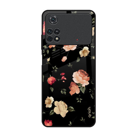 Black Spring Floral Glossy Case for Poco M4 Pro
