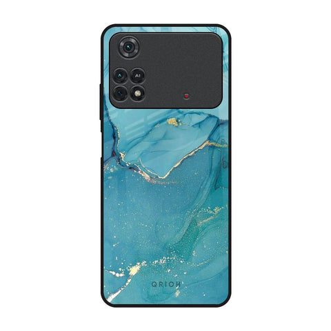 Blue Golden Glitter Glossy Case for Poco M4 Pro
