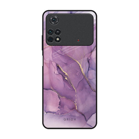 Purple Gold Marble Glossy Case for Poco M4 Pro
