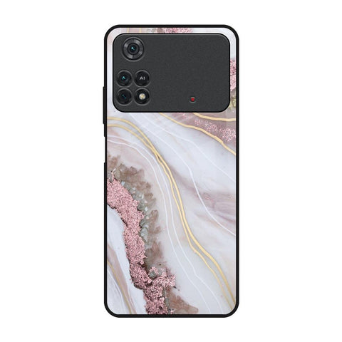Pink & Gold Gllitter Marble Glossy Case for Poco M4 Pro