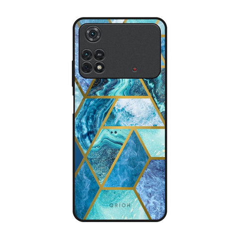 Turquoise Geometrical Marble Glossy Case for Poco M4 Pro