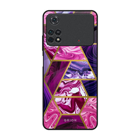 Electroplated Geometric Marble Glossy Case for Poco M4 Pro