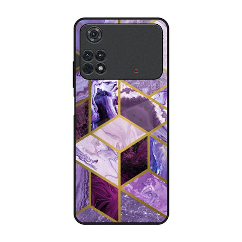 Purple Rhombus Marble Glossy Case for Poco M4 Pro