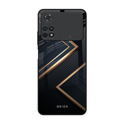 Sleek Golden & Navy Glossy Case for Poco M4 Pro