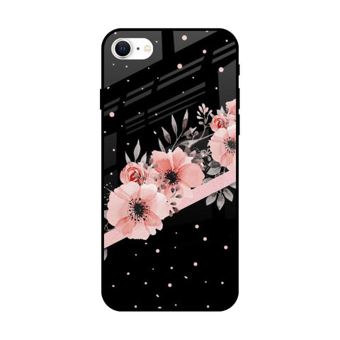 Floral Black Band Glossy Case For iPhone SE 2022