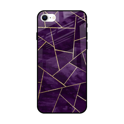 Geometric Purple Glossy Case For iPhone SE 2022