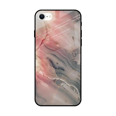 Pink And Grey Marble Glossy Case For iPhone SE 2022
