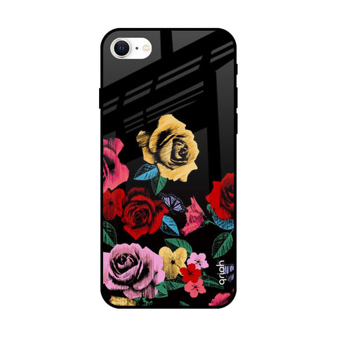Floral Decorative Glossy Case For iPhone SE 2022