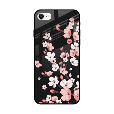 Black Cherry Blossom Glossy Case for iPhone SE 2022