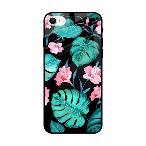 Tropical Leaves & Pink Flowers Glossy case for iPhone SE 2022