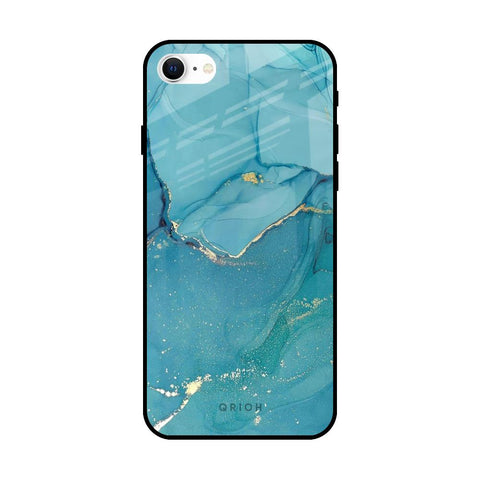 Blue Golden Glitter Glossy Case for iPhone SE 2022