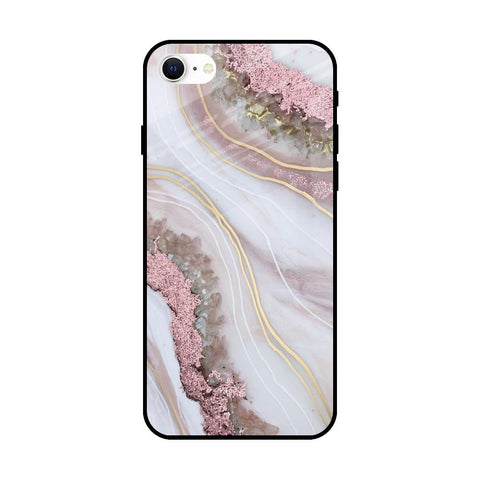 Pink & Gold Gllitter Marble Glossy Case for iPhone SE 2022