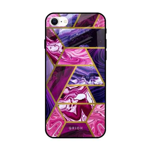 Electroplated Geometric Marble Glossy Case for iPhone SE 2022
