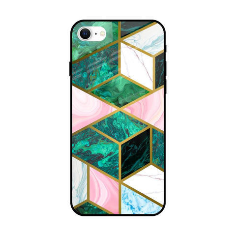 Seamless Green Marble Glossy Case for iPhone SE 2022