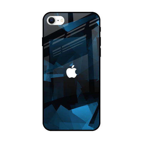 Polygonal Blue Box Glossy Case For iPhone SE 2022