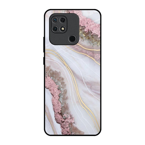 Pink & Gold Gllitter Marble Glossy Case for Redmi 10