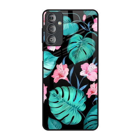 Tropical Leaves & Pink Flowers Glossy Case for Samsung Galaxy F23 5G
