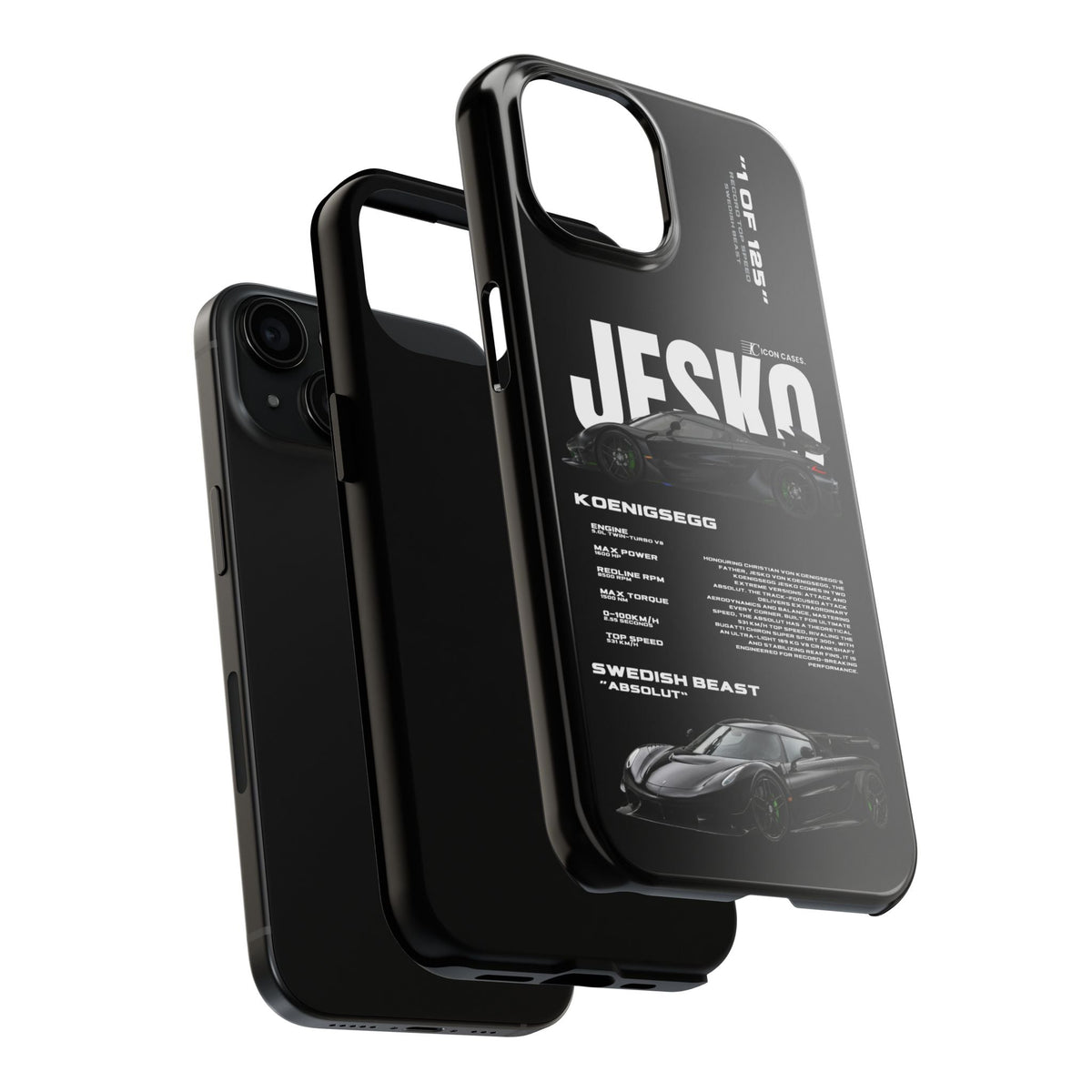 Koenigsegg Jesko Black Premium Tough Shining Phone Case (Double Layer) Available For All iPhone Models