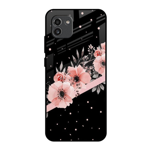 Floral Black Band Glossy Case For Samsung Galaxy A03